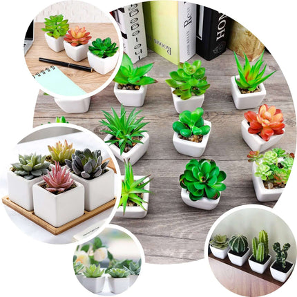 AliKopy 3-Pack Lifelike Aloe Vera Faux Succulents in Ceramic Pots