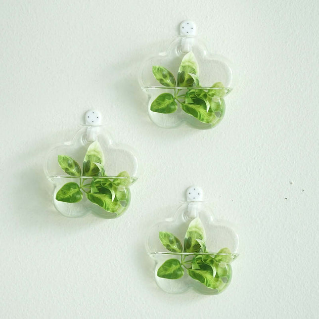 AliKopy 3-Pack Glass Wall Vases - Modern Hanging Planters, Flower-Shap