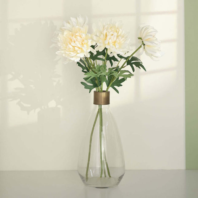 AliKopy 27" Ivory Artificial Silk Chrysanthemum Bouquet - Large Faux F