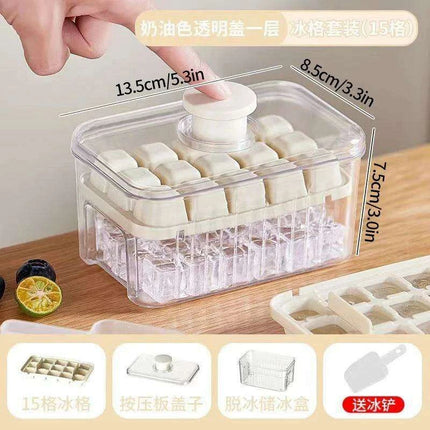 30-Grid Push-Button Ice Cube Tray - BPA-Free Lidded Mold for Quick Ice Release - Très Elite
