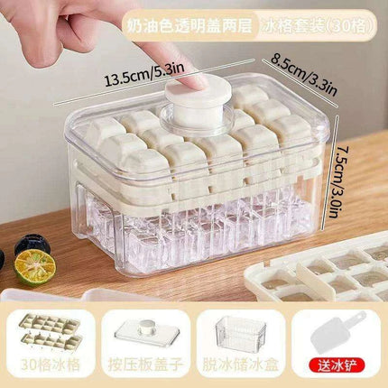 30-Grid Push-Button Ice Cube Tray - BPA-Free Lidded Mold for Quick Ice Release - Très Elite