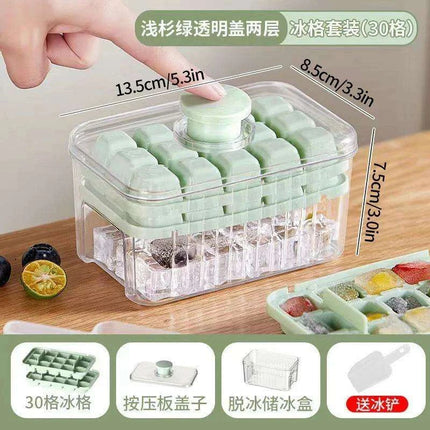 30-Grid Push-Button Ice Cube Tray - BPA-Free Lidded Mold for Quick Ice Release - Très Elite