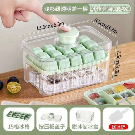 30-Grid Push-Button Ice Cube Tray - BPA-Free Lidded Mold for Quick Ice Release - Très Elite