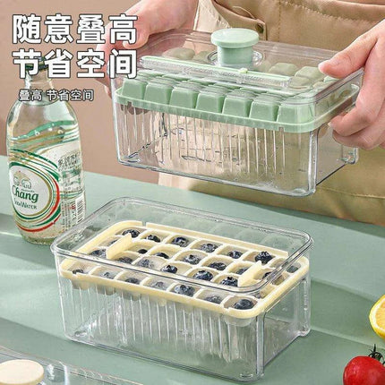 30-Grid Push-Button Ice Cube Tray - BPA-Free Lidded Mold for Quick Ice Release - Très Elite