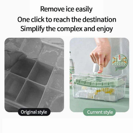 30-Grid Push-Button Ice Cube Tray - BPA-Free Lidded Mold for Quick Ice Release - Très Elite