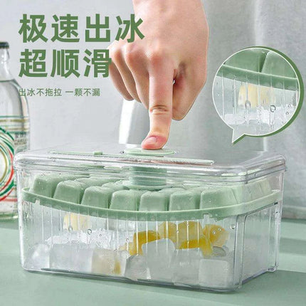 30-Grid Push-Button Ice Cube Tray - BPA-Free Lidded Mold for Quick Ice Release - Très Elite