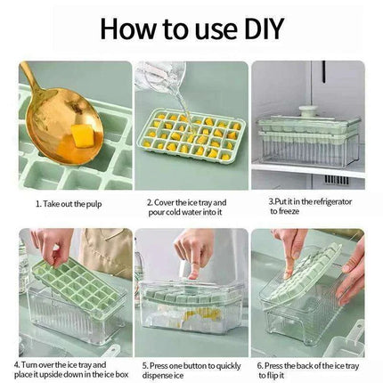 30-Grid Push-Button Ice Cube Tray - BPA-Free Lidded Mold for Quick Ice Release - Très Elite
