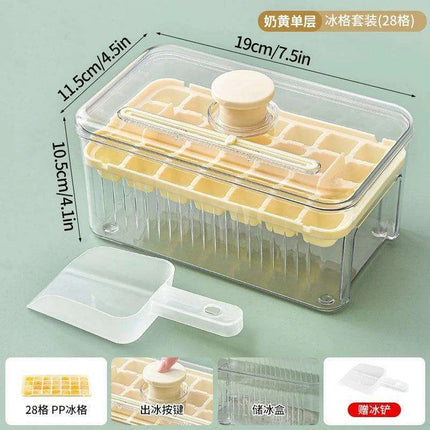 30-Grid Push-Button Ice Cube Tray - BPA-Free Lidded Mold for Quick Ice Release - Très Elite