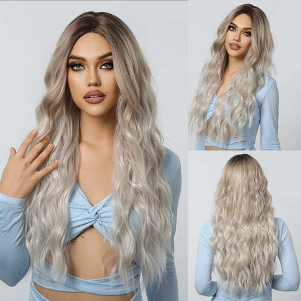 30-Inch Brown Wavy Synthetic Wig with Bangs - Perfect for Parties and Themed Events - Très Elite