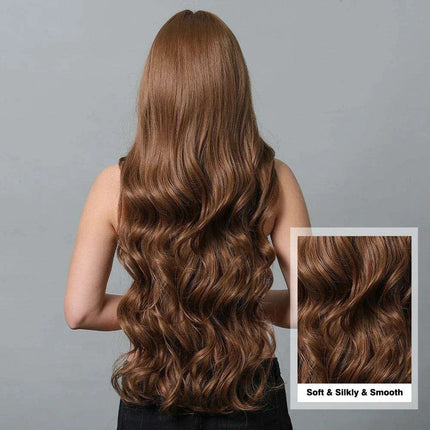 30-Inch Brown Wavy Synthetic Wig with Bangs - Perfect for Parties and Themed Events - Très Elite