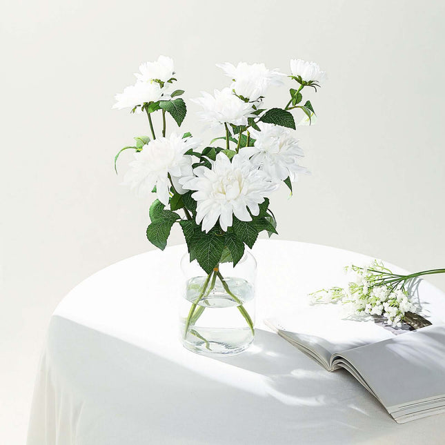 AliKopy 30" Tall White Artificial Dahlia Silk Flower Stem, Lifespan 10