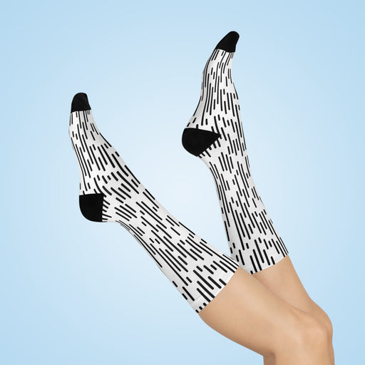 Monochrome Chic Crew Socks - Stylish Design for All-Day Comfort