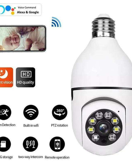 360-Degree Smart Wireless Bulb Camera for Enhanced Surveillance at Home or Office