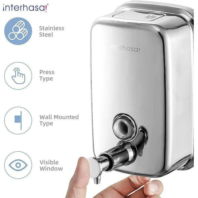 Stylish 304 Stainless Steel Wall-Mounted Liquid Soap Dispenser - Elegant Hygiene Solution