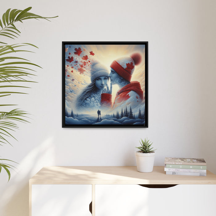 Lovebirds in Canada - Romantic Matte Canvas Wall Art for Valentine's Day