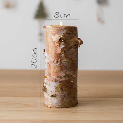 Birch Wood Candle Holder — Rustic Candlestick for Home Decor and Weddings