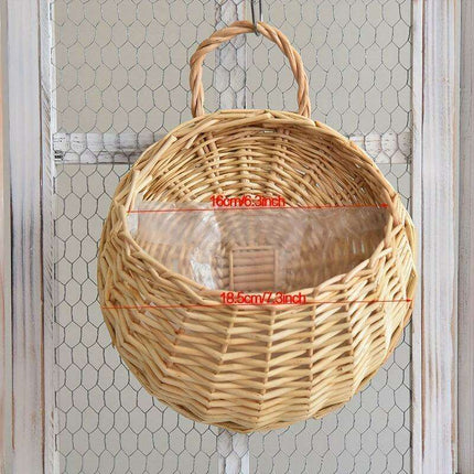 Rustic Blue Rattan Flower Wall Basket for Real or Faux Blooms