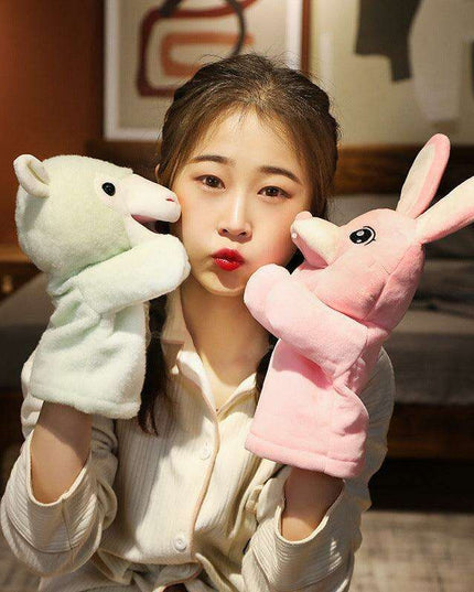Enchanting Animal Hand Puppet Set - Panda, Bunny, Donkey & Sheep - 25cm Tall