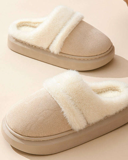 Fashion Warm Cotton Slippers For Women Leisure Thick Bottom Non-slip Plus-velvet House Shoes Winter Bedroom Floor Suede Slipper