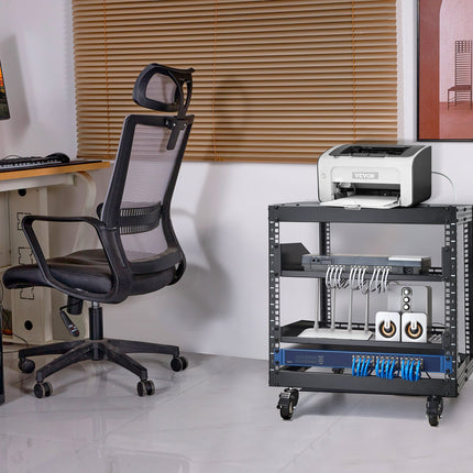 VEVOR 9U 4 Post Open Frame Server Rack - Adjustable Height & Durable D