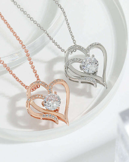 Personalized Heart-Shaped Zircon Love Necklace with Rhinestones