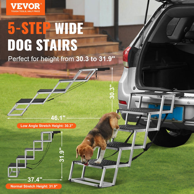 Peekaboo Studio 5-Step Aluminum Dog Stair for Cars, Folds & Supports 1