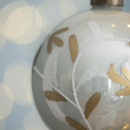 Room & Decor Set of 6 White Glass Christmas Ball Ornaments - 3.9" Diam