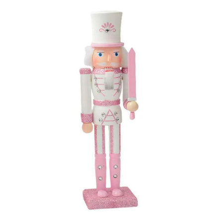 30cm Regal Pink Walnut Nutcracker - Charming Holiday Decoration & Gift for Young Girls..