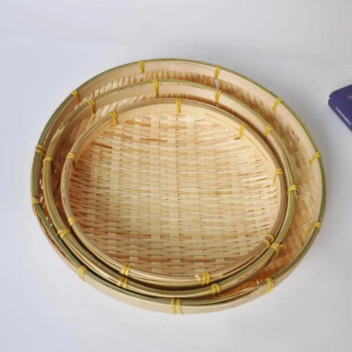 Bamboo Artistry: Handwoven 30CM Bamboo Storage Tray for Fruits and Breads