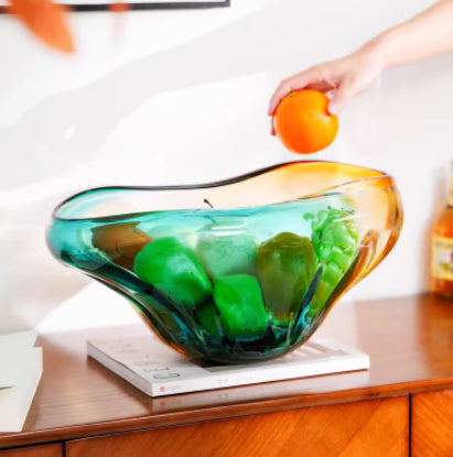 Peekaboo Studio Colorful Glass Fruit Bowl - Stylish Tabletop Organizer