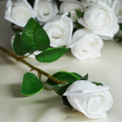 Très Elite 31" White Long Stem Artificial Silk Roses - 24 Pcs, Realist