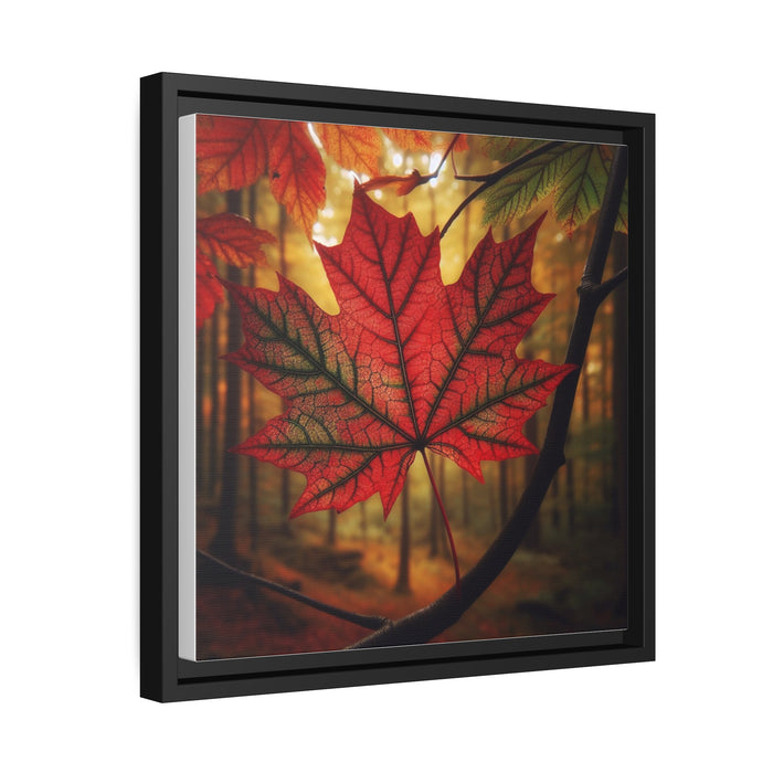 Elegant Maple Leaf Canvas Art: Modern Black Frame Set for Sustainable Style