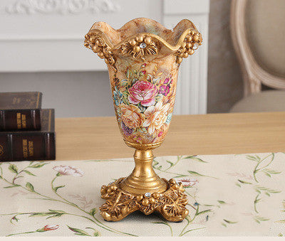 European Style Diamond High Vase – Handmade Resin Decor for Living Room (16x26 cm)