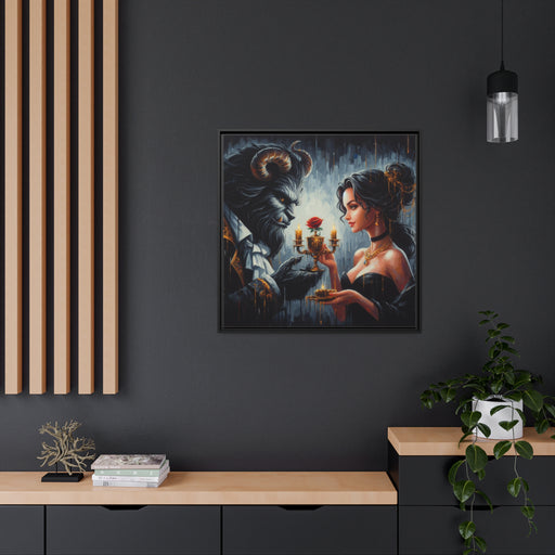 Beauty and the Beast - Romantic Valentine Matte Canvas Pinewood Frame
