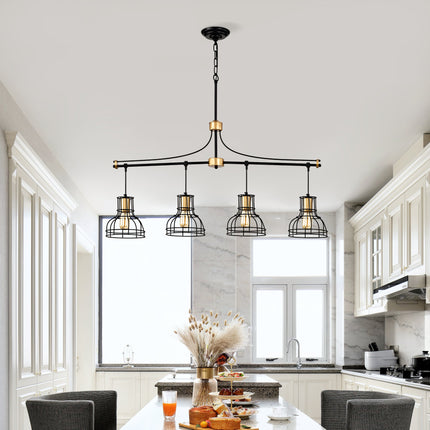 Room & Decor 40" Matte Black & Gold Linear Chandelier, 4 Lights