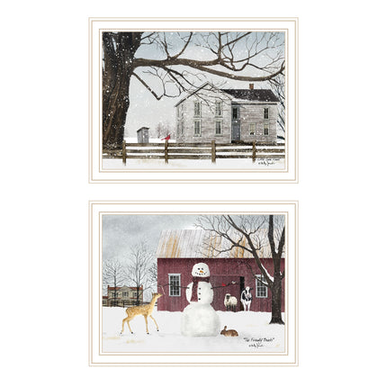 Billy Jacobs 2-Piece Winter White Framed Wall Art Set for Home Decor