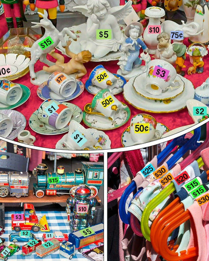 2100 Colorful Polka Dot Self-Stick Pricing Stickers for Yard Sales and Flea Markets, Matte Finish, Fun Rectangular Tags