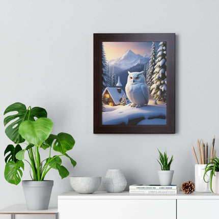 Sustainable Winter Owl Framed Wall Art: Elegant Eco-Friendly Decor for Your Home