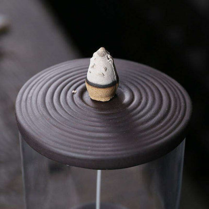 Tranquil Purple Sand Pottery Backflow Incense Burner - Artistic Home Decor Piece