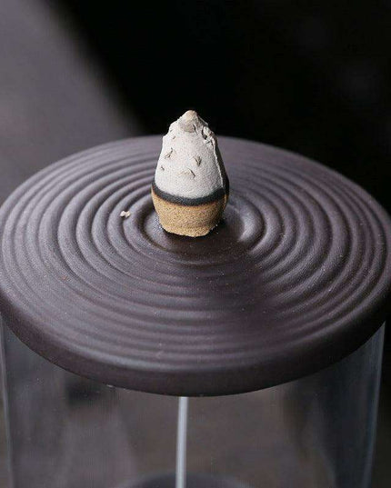 Tranquil Purple Sand Pottery Backflow Incense Burner - Artistic Home Decor Piece