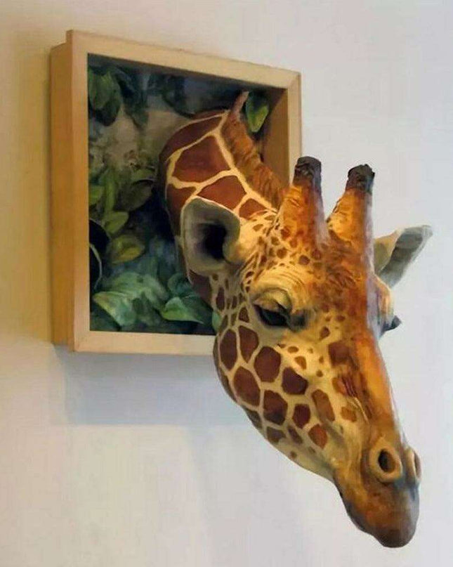 Lifelike 3D Giraffe Wall Sculpture - Bring Nature's Grace into Your Home