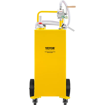 VEVOR 30 Gallon Fuel Caddy with Manual Transfer Pump & 4 Wheels, Yello