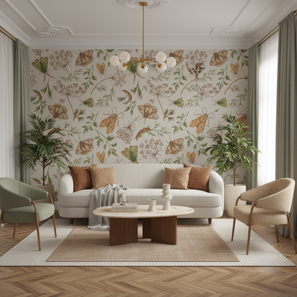 Peekaboo Studio Butterfly & Tropical Plant Self-Adhesive Wallpaper