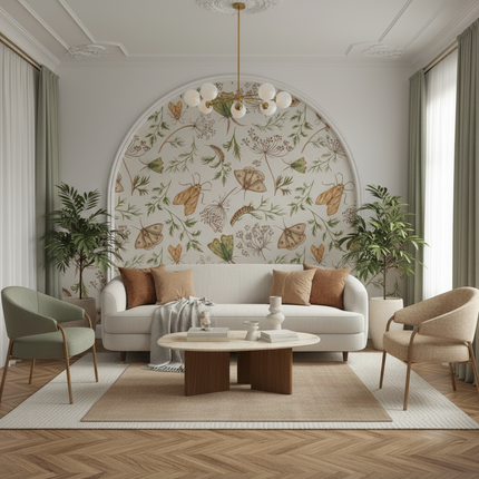 Peekaboo Studio Butterfly & Tropical Plant Self-Adhesive Wallpaper