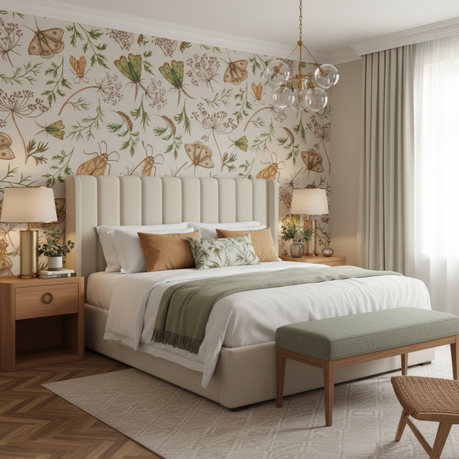 Peekaboo Studio Butterfly & Tropical Plant Self-Adhesive Wallpaper