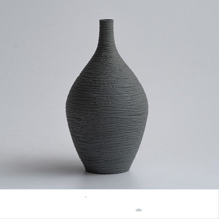 Damon Jumping Knife Craft Ceramic Vase Small Japanese Style Gray Off White