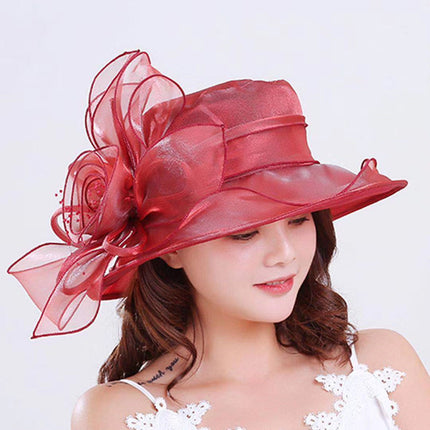 Peekaboo Studio Fashion Gauze Flower Hat with Elegant Bridal Design