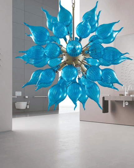 Contemporary Hand-Blown Glass LED Orb Chandelier - 32" with Customizable Suspension Chain