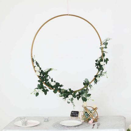 AliKopy 32" Gold Heavy Duty Metal Hoop Wreath - Durable Floral Design