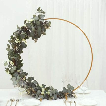 AliKopy 32" Gold Metal Round Hoop Centerpiece - Self-Standing Floral F